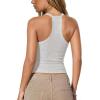 image:imageDarong Womens V Neck Tank Tops with Builtin Bra Racerback Basic Summer Camisole Ribbed Slim Fit Sleeveless ShirtsWhite Grey
