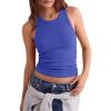 image:imageDarong Womens Racerback Crew Neck Tank Tops with Built in Bra Ribbed Slim Fitted Camisole Basic Tee Summer Clothes 2026Blue