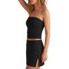 image:imageDarong Two Piece Skirt Set for Women Summer Strapless Tube Tops Mini Skirt with Builtin Shorts Going Out Matching OutfitsBlack