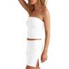 image:imageDarong Two Piece Skirt Set for Women Summer Strapless Tube Tops Mini Skirt with Builtin Shorts Going Out Matching OutfitsWhite