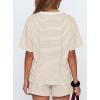 image:imageDarong Womens Striped 2 Piece Lounge Sets Short Sleeve Oversized T Shirts Drawstring Shorts Matching SetApricot Stripe