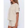 image:imageDarong Womens Striped 2 Piece Lounge Sets Short Sleeve Oversized T Shirts Drawstring Shorts Matching SetApricot Stripe