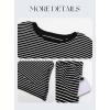 image:imageDarong Womens Striped 2 Piece Lounge Sets Short Sleeve Oversized T Shirts Drawstring Shorts Matching SetBlack Stripe