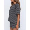 image:imageDarong Womens Striped 2 Piece Lounge Sets Short Sleeve Oversized T Shirts Drawstring Shorts Matching SetBlack Stripe