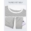 image:imageDarong Womens Striped 2 Piece Lounge Sets Short Sleeve Oversized T Shirts Drawstring Shorts Matching SetLight Grey Stripe