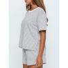 image:imageDarong Womens Striped 2 Piece Lounge Sets Short Sleeve Oversized T Shirts Drawstring Shorts Matching SetLight Grey Stripe