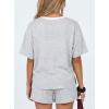 image:imageDarong Womens Striped 2 Piece Lounge Sets Short Sleeve Oversized T Shirts Drawstring Shorts Matching SetLight Grey Stripe