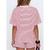 image:imageDarong Womens Striped 2 Piece Lounge Sets Short Sleeve Oversized T Shirts Drawstring Shorts Matching SetRed Stripe
