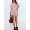 image:imageDarong Womens Striped 2 Piece Lounge Sets Short Sleeve Oversized T Shirts Drawstring Shorts Matching SetRed Stripe
