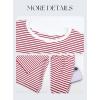 image:imageDarong Womens Striped 2 Piece Lounge Sets Short Sleeve Oversized T Shirts Drawstring Shorts Matching SetRed Stripe