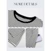 image:imageDarong Womens Striped 2 Piece Lounge Sets Short Sleeve Oversized T Shirts Drawstring Shorts Matching SetWhite Stripe