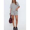 image:imageDarong Womens Striped 2 Piece Lounge Sets Short Sleeve Oversized T Shirts Drawstring Shorts Matching SetWhite Stripe