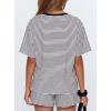 image:imageDarong Womens Striped 2 Piece Lounge Sets Short Sleeve Oversized T Shirts Drawstring Shorts Matching SetWhite Stripe